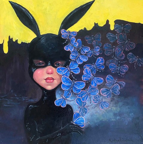 Black Rabbit 40\40 cm oil on cavas — Katya Dudnik